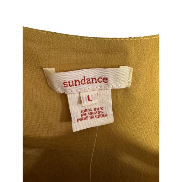 SUNDANCE GOLDEN YELLOW FLOWY FLORAL SILK TOP SIZE L BOHO CLASSY COLORFUL FALL - Picture 3 of 7